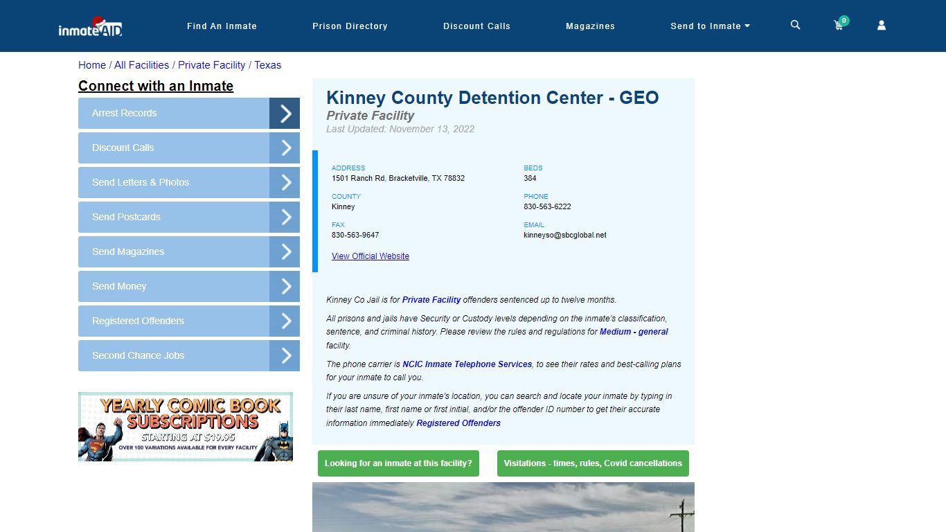 Kinney County Detention Center - GEO - Inmate Search - Bracketville, TX